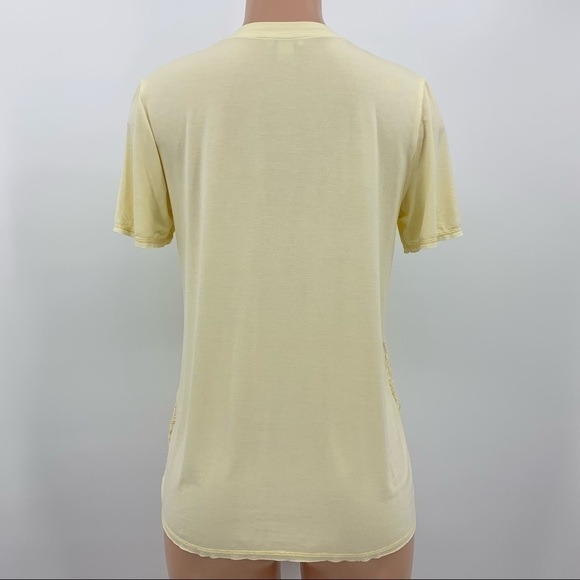 Sundance Easy Embroidered Pleated V-Neck Yellow Buttercup Top - Picture 3 of 9